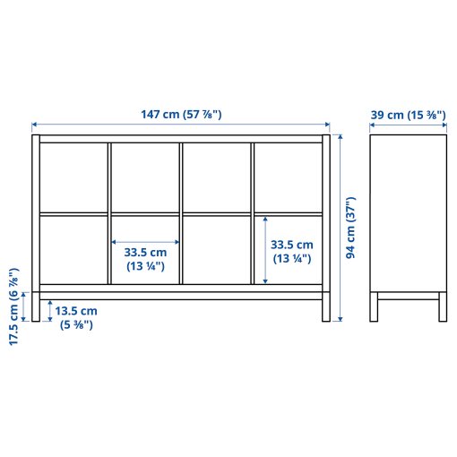KALLAX, shelving unit with underframe with 2 shelf inserts, 147x94 cm, 995.529.12