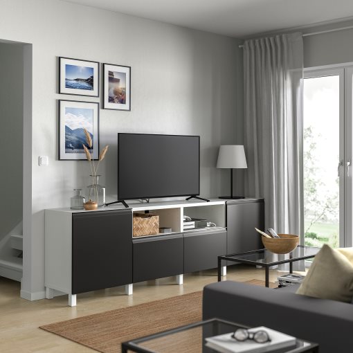 BESTÅ, έπιπλο TV με πόρτες και συρτάρια, 240x42x74 cm, 995.689.46