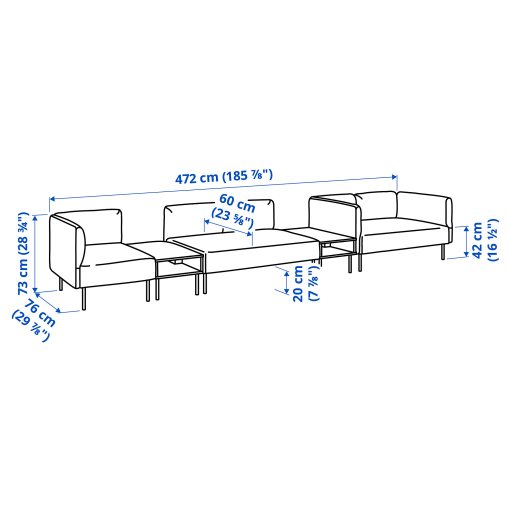 LILLEHEM, 5-seat modular sofa with side table, 995.697.43