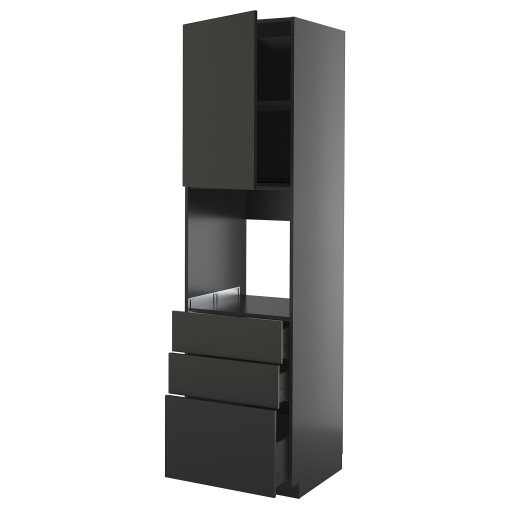METOD/KNIVSHULT, high cabinet for oven with door/3 drawers, 60x60x220 cm, 995.881.38