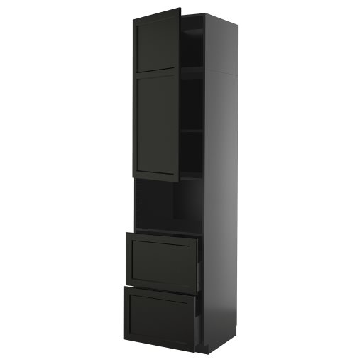METOD/KNIVSHULT, high cabinet for microwave with door/2 drawers, 60x60x240 cm, 995.886.66