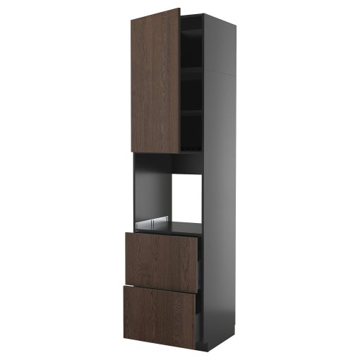 METOD/KNIVSHULT, high cabinet for oven with door/2 drawers, 60x60x240 cm, 995.892.13
