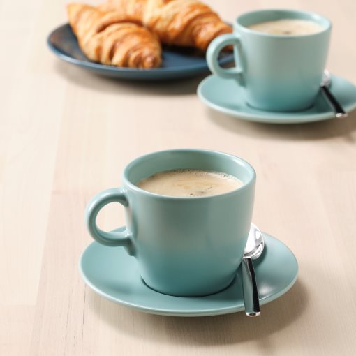 FÄRGKLAR, cup with saucer/matt, 4 pack, 25 cl, 004.818.29
