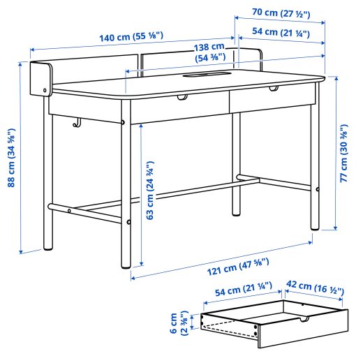 RIDSPÖ, desk, 140x70 cm, 004.852.24
