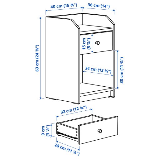HAUGA, bedside table, 40x36 cm, 004.889.63