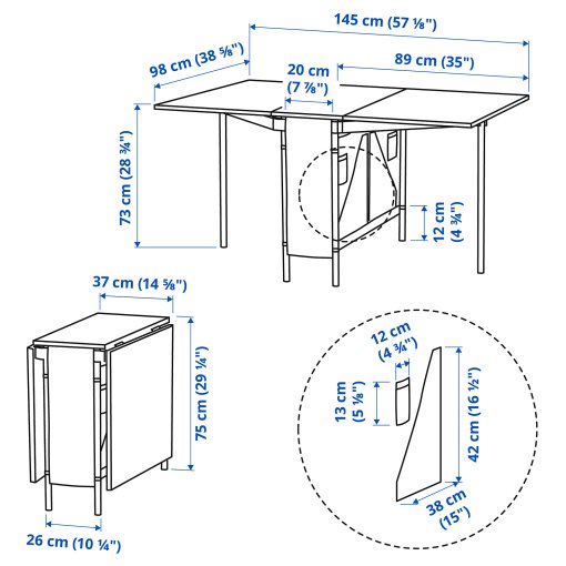 KALLHÄLL, gateleg table with storage, 005.112.23