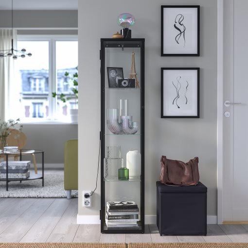 BLÅLIDEN, glass-door cabinet, 35x32x151 cm, 005.205.19
