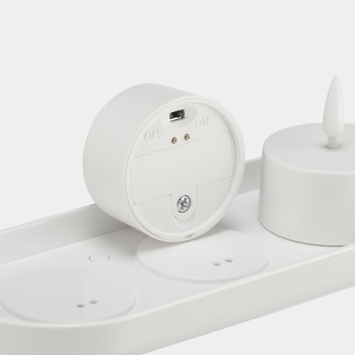 SKATGÅS, tealight kit with built in LED light source and charging tray, 006.115.95