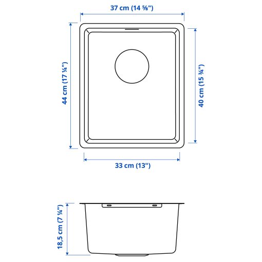 VRESJÖN, inset sink 1 bowl, 37x44 cm, 094.257.06