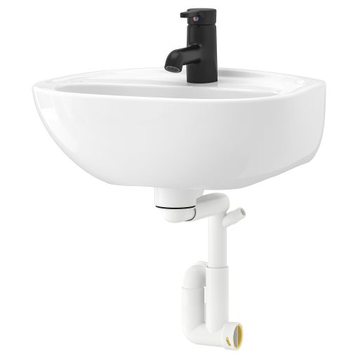SKATSJÖN, wash-basin w water trap/mixer tap, 45x35 cm, 094.316.08