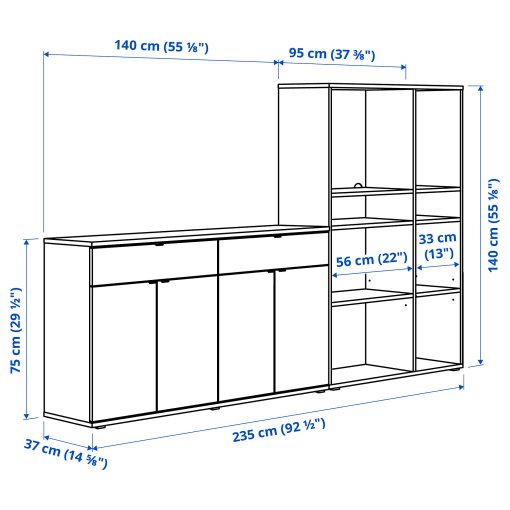 VIHALS, storage combination, 235x37x140 cm, 094.406.17
