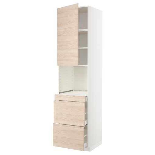 METOD, high cabinet for microwave combi with door/3 drawers, 60x60x240 cm, 094.642.55