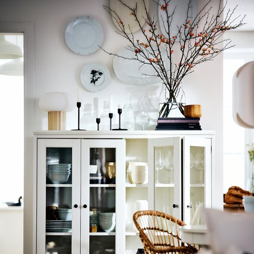 IDANÄS, cabinet with bi-folded glass doors, 121x50x135 cm, 104.960.38