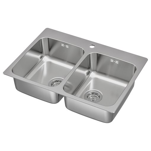 LÅNGUDDEN, inset sink 2 bowls, 75x53 cm, 191.574.87