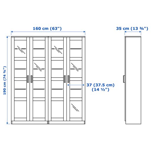 BRIMNES, storage combination with glass doors, 192.782.34