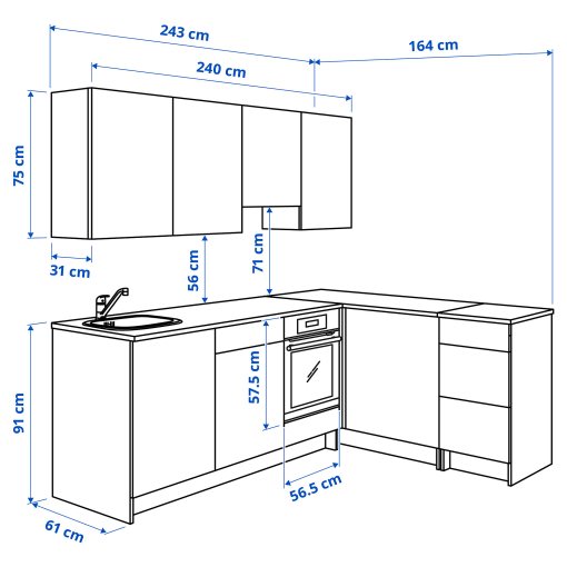 KNOXHULT, corner kitchen, 194.045.53