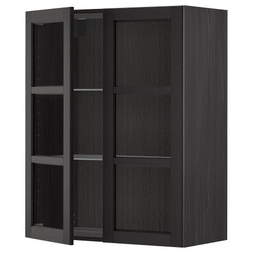 METOD, wall cabinet with shelves/2 glass doors, 80x100 cm, 194.546.99