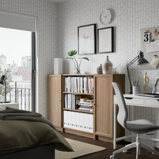 BILLY/OXBERG, bookcase combination with doors, 160x106 cm, 194.835.93