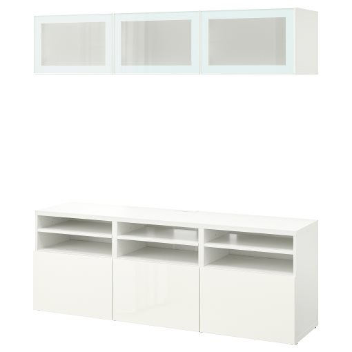 BESTÅ, TV storage combination/glass doors/drawers soft closing, 180x42x192 cm, 194.887.98