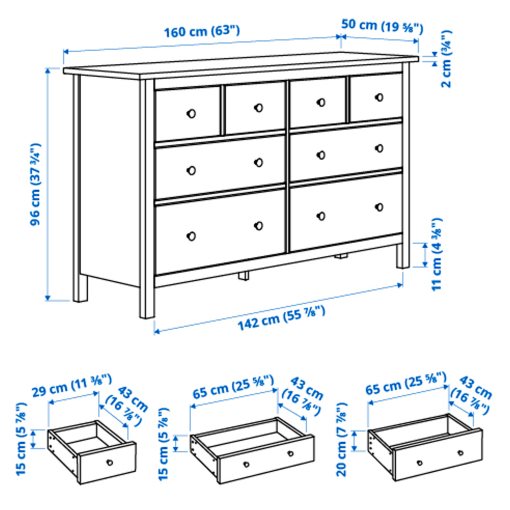 HEMNES, έπιπλα υπνοδωματίου, 4 τεμ. 160x200 cm, 194.951.43