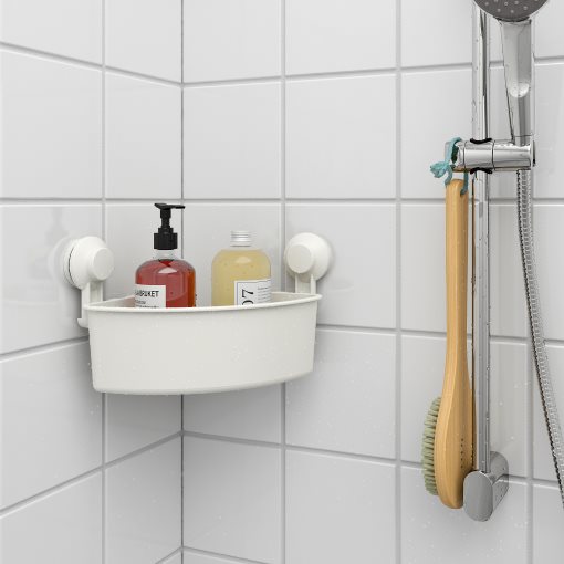 TISKEN, corner shelf unit with suction cup, 204.003.04