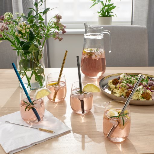 LUFTTÄT, drinking straws mixed shapes/cleanbrush set of 5, 205.612.88