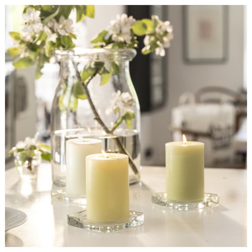 LOVSKOGSLUND, scented pillar candle, 3 pack, 205.820.64