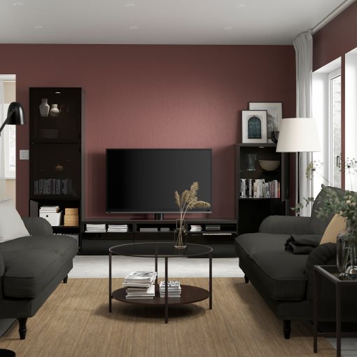 BESTÅ, TV storage combination/glass doors/drawers soft closing, 300x42x193 cm, 293.307.88