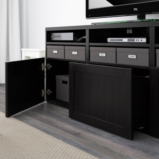 BESTÅ, σύνθεση αποθήκευσης TV/γυάλινες πόρτες/συρτάρια με μαλακό κλείσιμο, 180x42x192 cm, 294.103.70