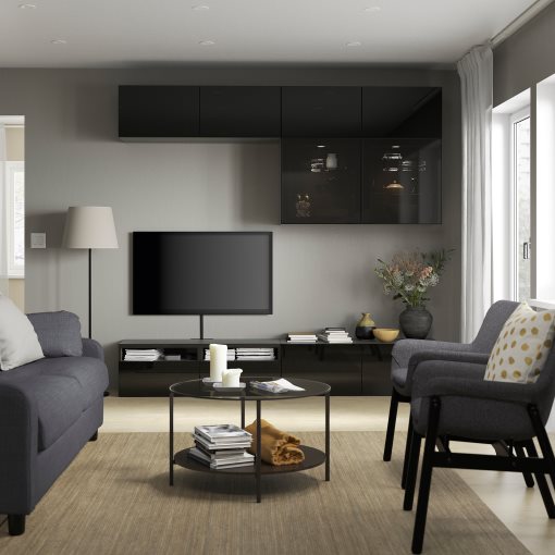 BESTÅ, TV storage combination/glass doors/drawers push open, 240x42x231 cm, 294.122.13