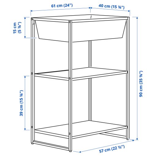 JOSTEIN, shelving unit with container/in/outdoor/metal, 61x40x90 cm, 294.371.81