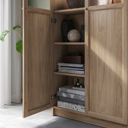BILLY/OXBERG, bookcase with panel/glass doors, 80x30x202 cm, 294.833.28