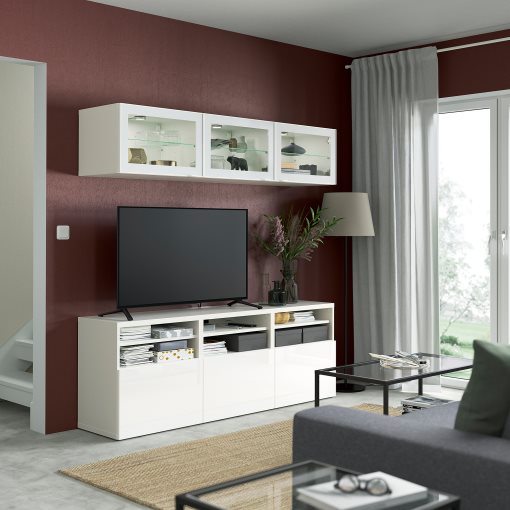 BESTÅ, TV storage combination/glass doors/drawers push open, 180x42x192 cm, 294.887.88