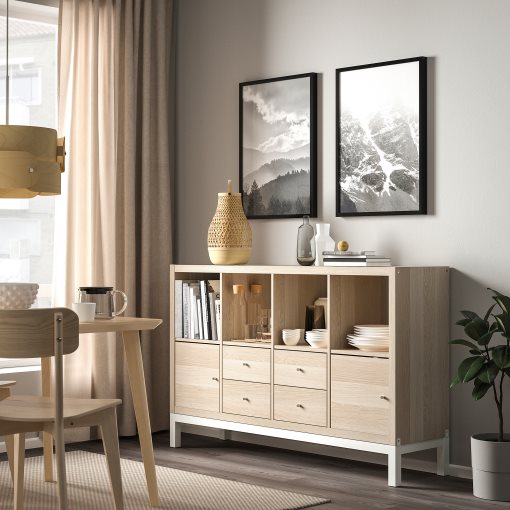 KALLAX, shelving unit with underframe with 2 doors/4 drawers, 147x94 cm, 295.529.15