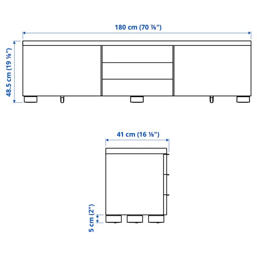 BESTA BURS, TV bench/high-gloss, 180x41x49 cm, 302.691.29