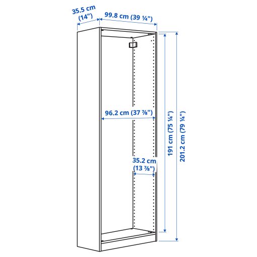 PAX, wardrobe frame, 100x35x201 cm, 304.581.96