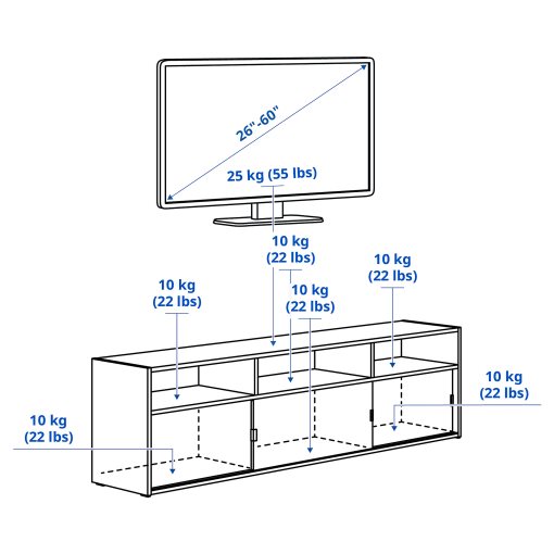 SPIKSMED, TV bench, 155x32x44 cm, 305.655.11