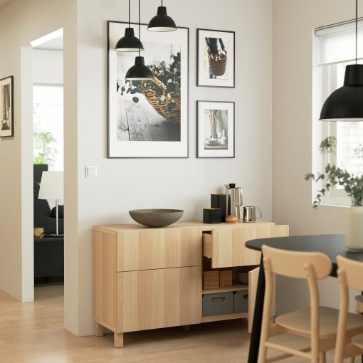 BESTÅ, storage combination with doors/drawers soft-closing, 120x42x74 cm, 391.953.08