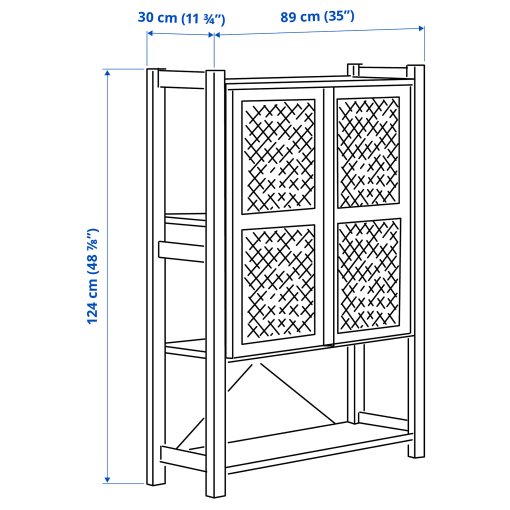 IVAR, shelving unit with doors, 89x30x124 cm, 394.034.73