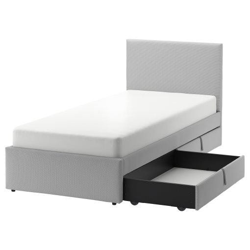 GLADSTAD, κρεβάτι με επένδυση και 2 αποθηκευτικά κουτιά, 90x200 cm, 394.067.68