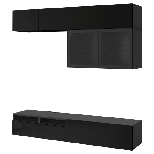 BESTÅ, TV storage combination/glass doors/drawers soft closing, 240x42x231 cm, 394.122.36