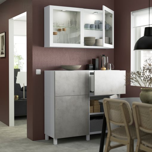 BESTÅ, σύνθεση αποθήκευσης με πόρτες/συρτάρια ανοίγματος με πίεση, 120x42x213 cm, 394.215.56