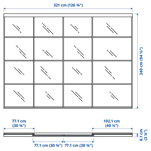 SKYTTA/FARVIK, sliding door combination, 326x240 cm, 394.240.41