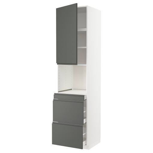 METOD, high cabinet for microwave combi with door/3 drawers, 60x60x240 cm, 394.604.92