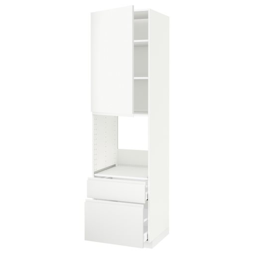 METOD, high cabinet for oven with door/2 drawers, 60x60x220 cm, 394.642.11