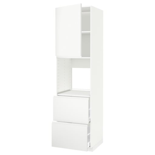 METOD, high cabinet for oven with door/2 fronts/2 high drawers, 60x60x220 cm, 394.658.52