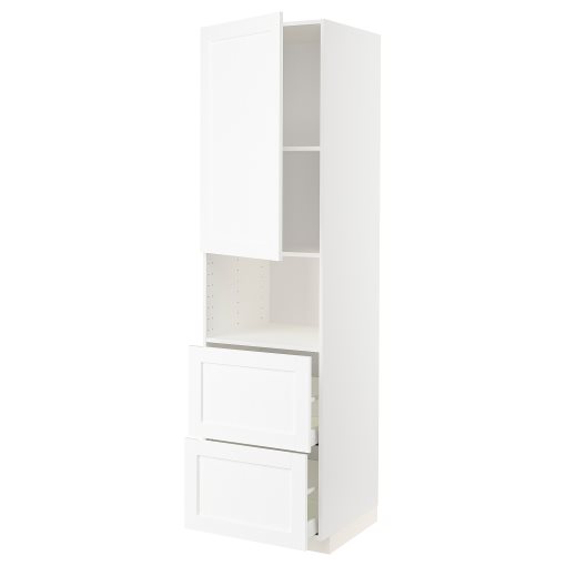METOD, high cabinet for microwave with door/2 drawers, 60x60x220 cm, 394.733.57