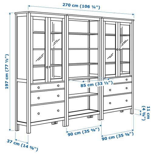 HEMNES, σύνθεση αποθήκευσης με πόρτες/συρτάρια, 270x197 cm, 395.910.68