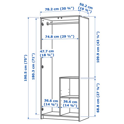 BRIMNES, wardrobe with 2 doors, 404.004.78