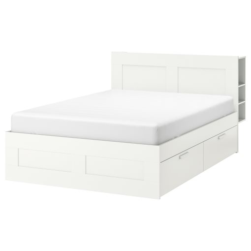 BRIMNES, bed frame with storage and headboard, 140X200 cm, 491.574.57